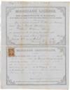 (SLAVERY AND ABOLITION--RECONSTRUCTION.) Marriage License and Certificate for James Trumbo (black) and Catherine Williams (black).